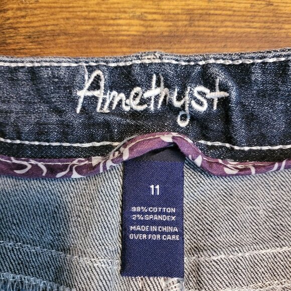 Amethyst Jeans Size 11 Flare Low Rise Button Flap Thick Stitch Stretch Western - Picture 4 of 10